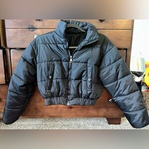 black cropped puffer jacket